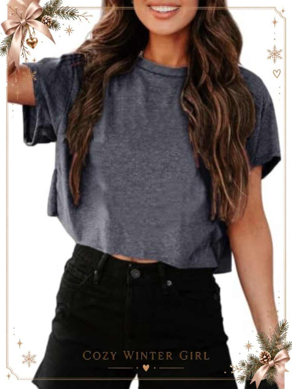 Women's Cropped T Shirt Short Sleeve Crew Neck Loose Fit Basic Tee